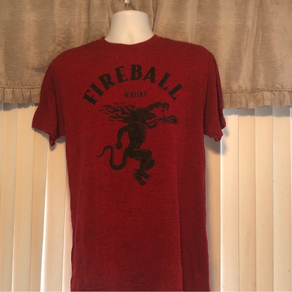 Fireball Cinnamon Whiskey Whisky t-Shirt L 42 44 Mens Red Casual Short Sleeves